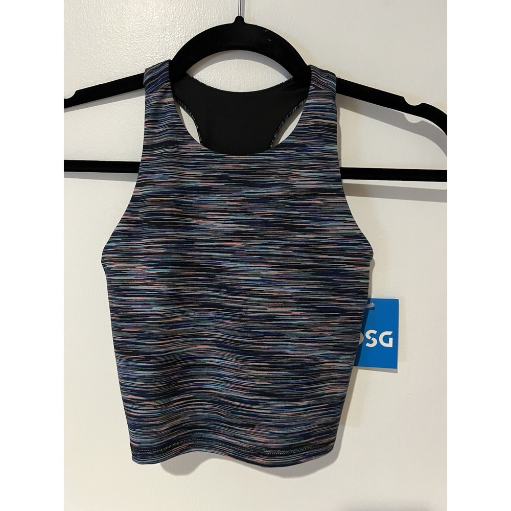 DSG Kids Girls Athletic Crop Tank Top Stripe Racerback Size‎ Small NWT Space Dye